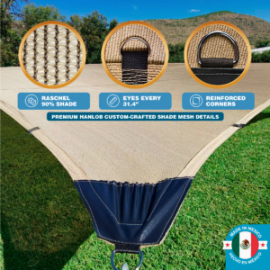Hanlob Malla Sombra Raschel 90% Extra Reforzada 6 × 4 m para Jardín y Terraza