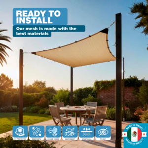 Hanlob Malla Sombra Raschel 90% Extra Reforzada 6 × 4 m para Jardín y Terraza
